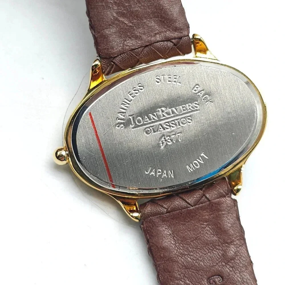 Joan Rivers Classics Quartz Watch With Gold Tone Case Brown Leather Strap